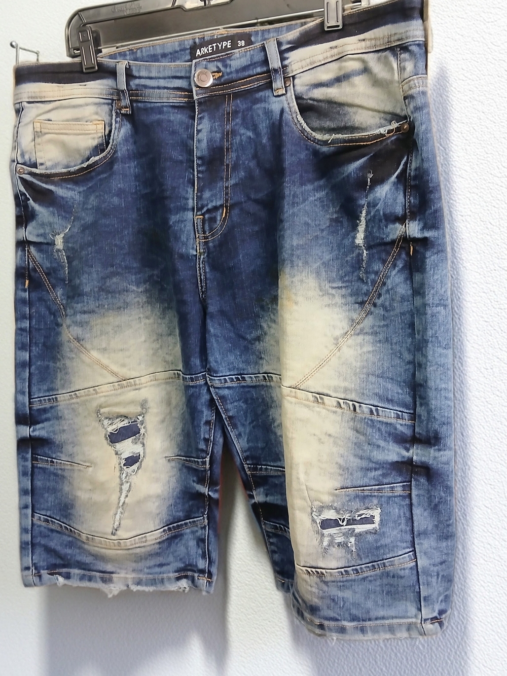 Arket Men’s Distressed Denim Shorts - Blue